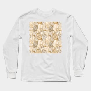 Beautiful White And Brown Floral Pattern Long Sleeve T-Shirt